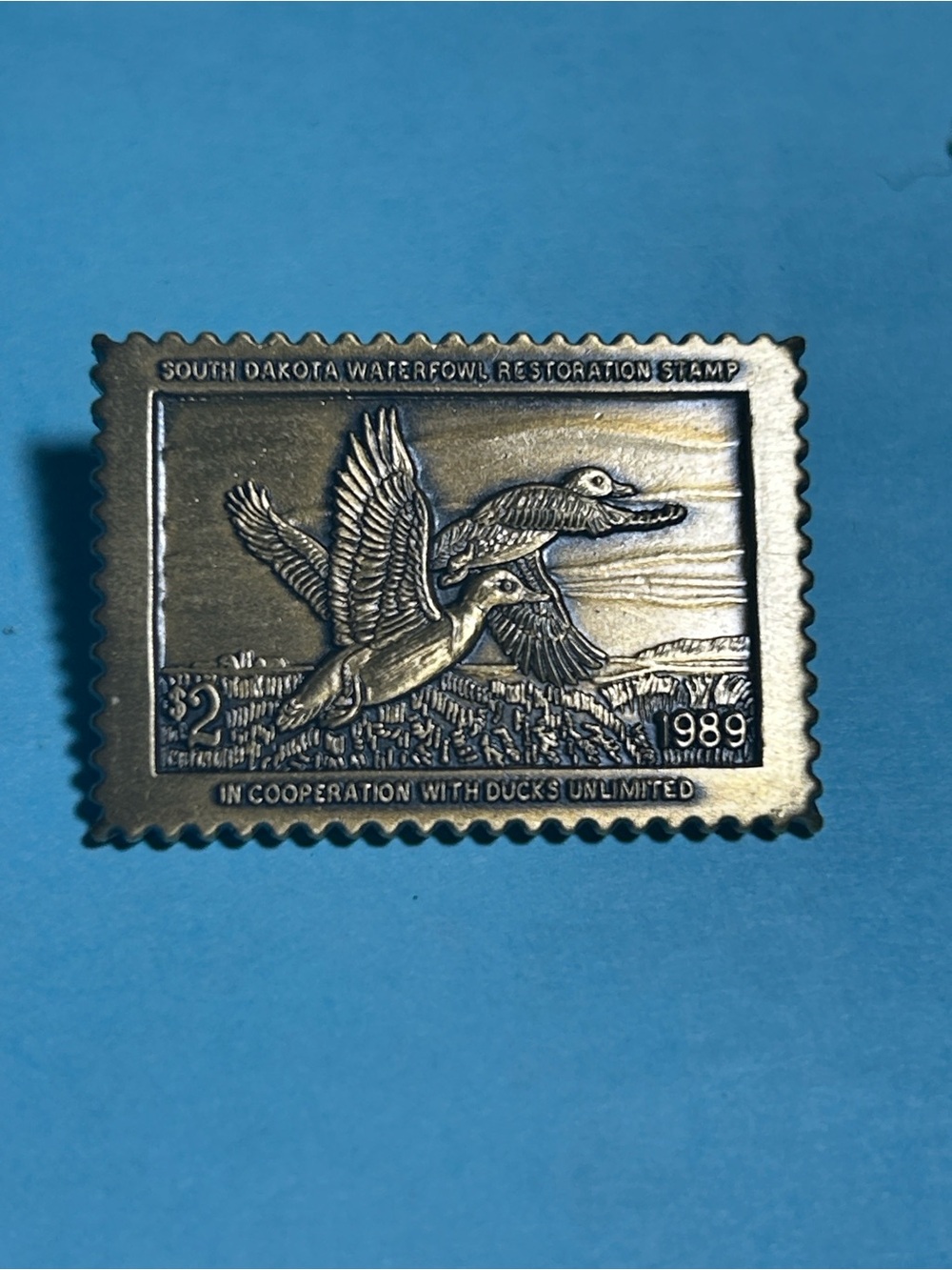 1989 South Dakota Waterfowl Restoration Stamp Pin - Ducks Unlimited